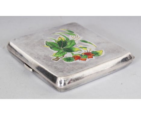 A FINE QUALITY EARLY 20TH CENTURY CHINESE ENAMELLED SILVER CIGARETTE OR CHEROOT CASE, weighing approx. 91.7gm, each side well