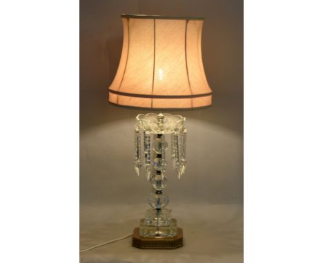 Cut glass lamp and shade. 18cm tall