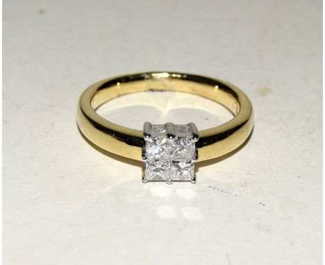 18ct yellow gold diamond ring of 50 points. Size M