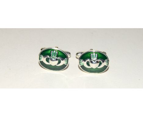 Pair of silver and enamel cufflinks