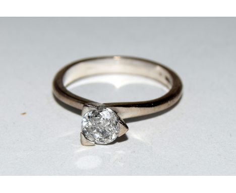 18ct white gold Ladies solitaire diamond ring 0.75k approx size O