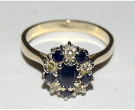 18ct gold Diamond and sapphire cluster ring size N