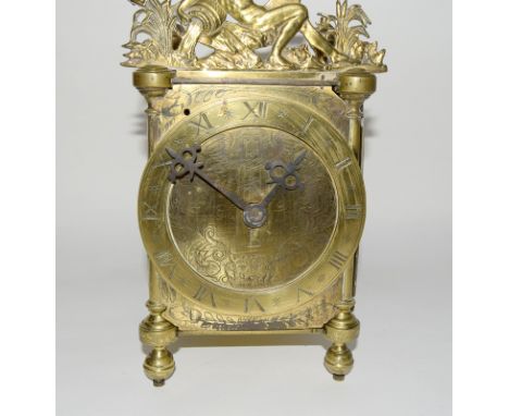 17th Century brass lantern clock with a single fusee conversion