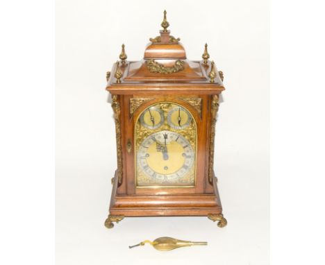 Wonderfully proportioned 9 day mahogany bracket clock by C Lumpton of Cornhill, London. Striking on 8 bells and one gong. Gil