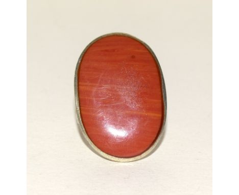 Silver fashion ring with large central stone setting size N