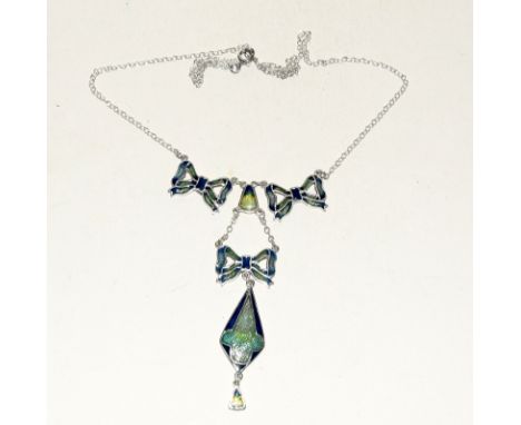 Fine silver and enamel set necklace