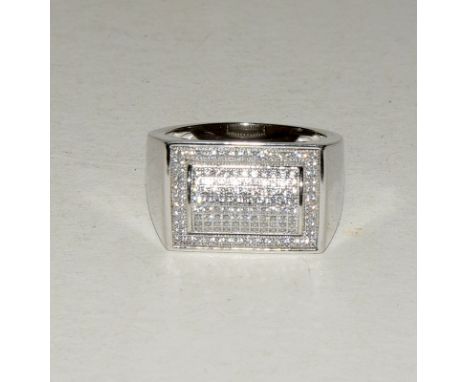 Large silver and cz dress ring. Size W