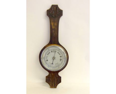 Carved oak Barometer 76cm high