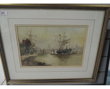 A watercolour, attributed to Dorothea M Woodhouse, River Thames, London, circa 1900, attributed verso, 8in x 12in