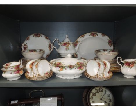 A part tea and dinner service by Royal Albert in the old Country Roses designCONDITION REPORT - GOOD CONDITION, NO CRACKS OR 