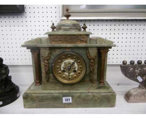 A FRENCH ONYX MANTLE CLOCK WITH JAPEY FRERES MOVEMENT