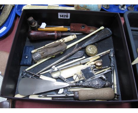 A XIX Century Stanhope, Sovereign Case, button hook, shoe horn.