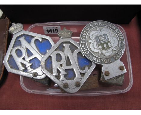 Three Vintage Car Club Badges - Sheffield &amp; Hallamshire Motor Club and RAC, (2)