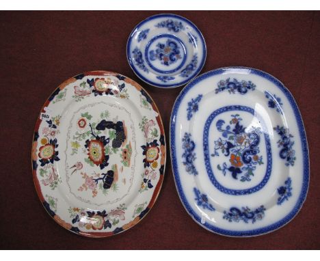 XIX Century Ashworth Brothers Large Platter, decorated with floral decoration 52cm wide, together with a XIX Century Ridgeway