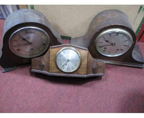 Garrard Oak Mantel Clock, 1930's oak cased Napoleon style mantle clock, together with one other clock (3)