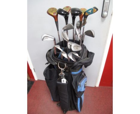 A Quantity of Golf Clubs in a Golf Bag, makers include Wilson, MacGregor, Titleist, Dunlop, etc (20)