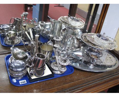 Plated Pocket Flask, plated tankards plated pedestal bowl, etc:- One Tray.