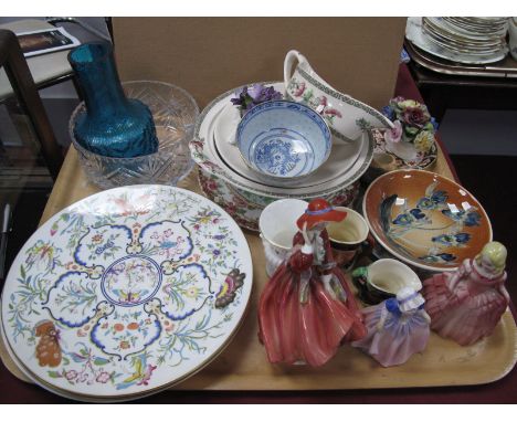 A Pair of Royal Worcester Cabinet Plates, "Exotic Butterflies", Royal Doulton figurine "Top of The Hill" HN 1834, etc:- One T