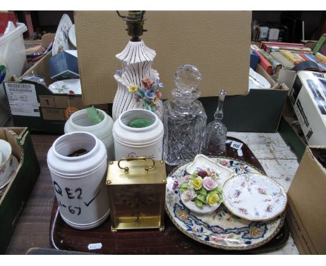 Royal Crown Derby 'Royal Antoinette' Dish, cut glass decanter, Italian pottery lamp, clock and a large collection of pre-deci