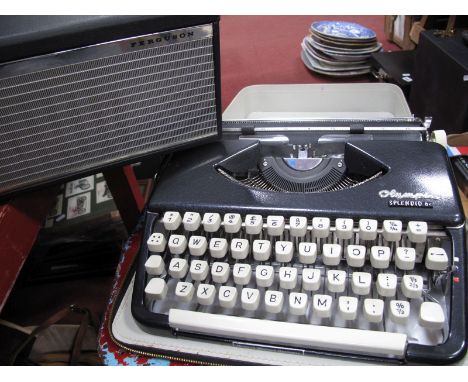 Ferguson 3218 Reel - Reel Tape Recorder, with microphone, together with an Olympia Splendid 66 cased typewriter. (2)