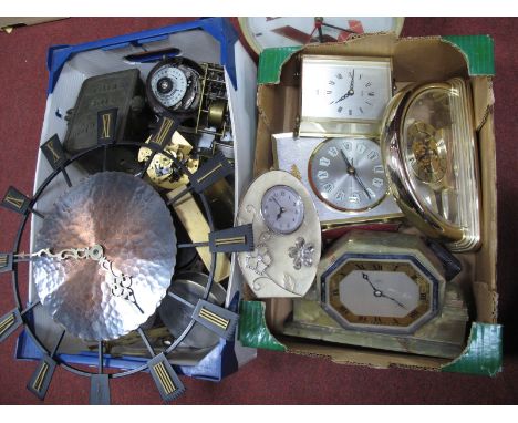 Stanley Wiring Box, Usher of Lincoln onyx cased mantle clock, other clocks and parts.