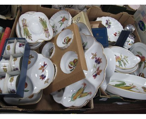 Royal Worcester 'Evesham' Pattern Square Dish, rectangular dish, entree dishes, salt pepper pots:- Two Boxes.