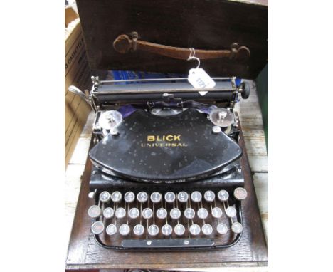 An Early Blick Universal Typewriter, in wooden case.