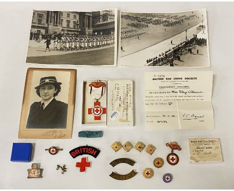 1945 BRITISH RED CROSS MEDALS, BADGES &amp; PHOTOGRAPHS
