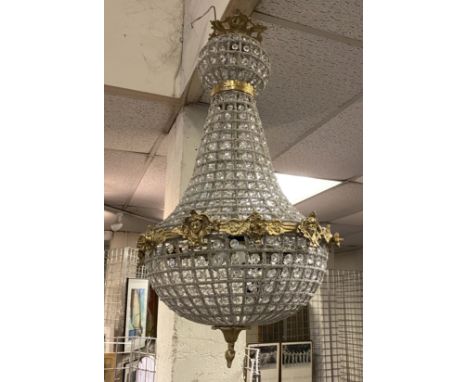 BRASS &amp; GLASS BAG CHANDELIER