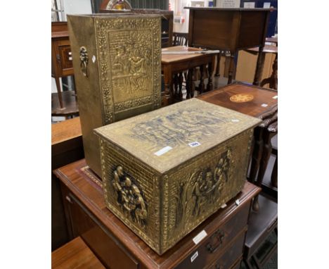 BRASS COAL BOX &amp; UMBRELLA STAND