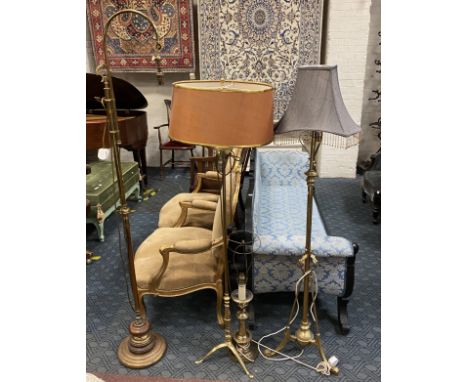 3 BRASS STANDARD LAMPS &amp; TABLE LAMP