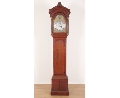 A GEORGE III OAK LONGCASE CLOCK BY ANTHONY LYNCH OF NEWBURY the 29cm brass dial with silvered chapter ring, pierced spandrels