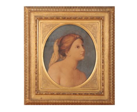 ITALIAN SCHOOL, 19TH CENTURY A portrait of a lady in profile oil on canvas, inscribed to the reverse: '"Pysche" by Sassoferra