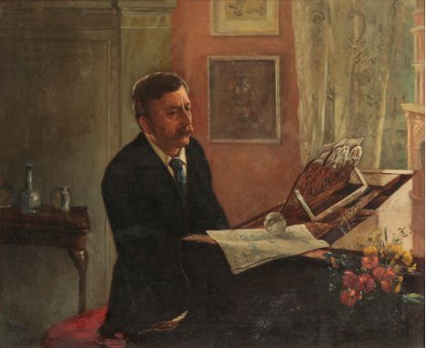 JOSEPH BAILE (1862-1921) A portrait of a gentlemen seated composing at a piano traditionally identified as Sir Edward Elgar (