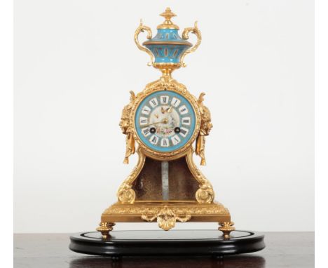 A 19TH CENTURY FRENCH ORMOLU AND PORCELAIN MOUNTED MANTEL CLOCK by Japy Freres, the two-train movement striking on a bell, th