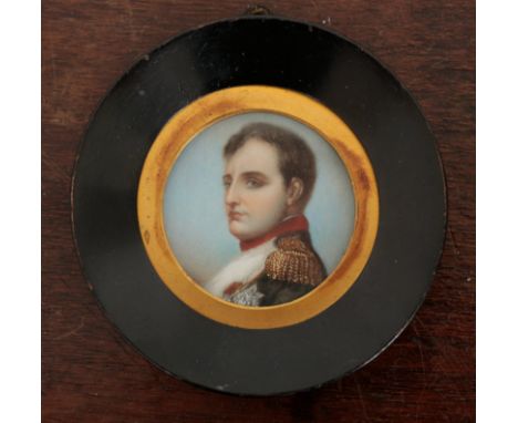 ENGLISH SCHOOL, EARLY 19TH CENTURY A portrait miniature of Napoleon Bonaparte painted on ivory, 4.5cm wide Ivory Submission r