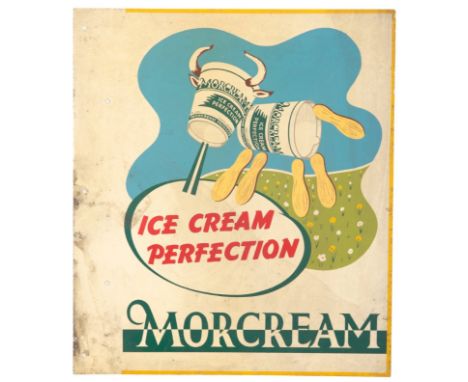 A GROUP OF THREE VINTAGE ENAMEL ADVERTISING SIGNS including a Pepsi sign, 61cm x 45.5cm, a Morcream ice cream sign, 41cm x 35