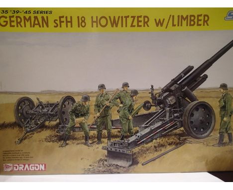 Dragon 1/35 scale German Howitzer and Limber, appears complete, unchecked, box with storage wear. UK P&amp;P Group 1 (£16+VAT