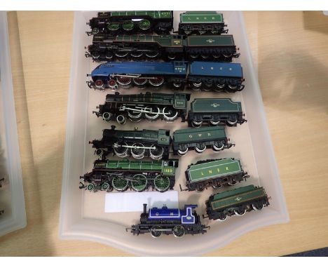 Seven unboxed OO scale steam outline locomotives, various makes and types, all require attention, suitable for spares or repa