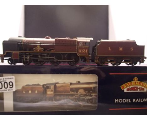 OO scale Bachmann 31-280Z, Royal Scot Class, 6131, The Royal Warwickshire Regiment, LMS crimson, near mint, storage wear to b