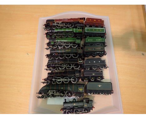 Eight unboxed OO scale steam outline locomotives, various makes and types, all require attention, suitable for spares or repa