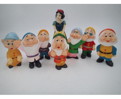 Vintage Disney Snow White and the Seven Dwarfs, made from vinyl and fitted with squeakers. UK P&amp;P Group 1 (£16+VAT for th