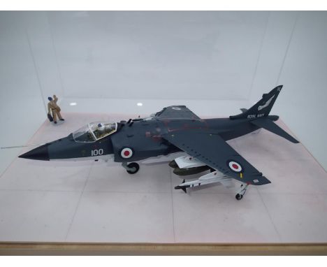 1/24 scale Airfix BAE Sea Harrier, made to high standard in diorama case. UK P&amp;P Group 2 (£20+VAT for the first lot and £