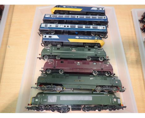 Five unboxed OO scale diesel outline locomotives, including four car Inter City 125, all require attention, suitable for spar