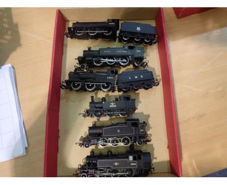 Six OO scale steam outline locomotives, Lima, Bachmann and Airfix, mostly very good to excellent condition, unboxed. UK P&amp