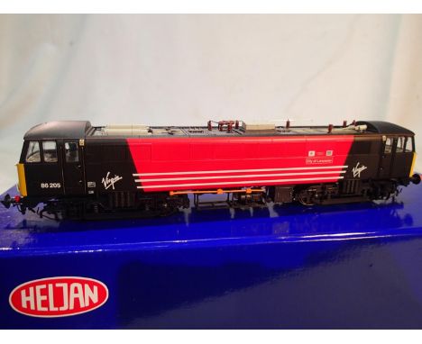 OO gauge Heljan class 86, City of Lancaster, 86205, Virgin Livery, excellent condition, missing pantograph, storage wear to b