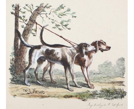 Delpech, Francois-Séraphin: (1778 Paris 1825). Hunde. 5 kolorierte Lithogr. nach Carle Vernet. Um 1800. Blgr. je ca. 27,5 x 3