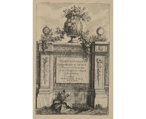 Vasen.: 5 (von 6) Bl. Kupferstiche aus Jacques Maurices: Vases Nouveaux composés. Um 1770. Ohne Nr.3. Plgr. je ca. 23,5 x 15,
