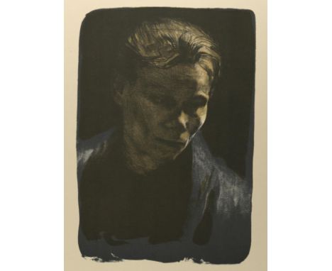 Kollwitz, Käthe: (1867 Königsberg - Moritzburg 1945). Brustbild einer Arbeiterfrau mit blauem Tuch. Photolithogr. bei Ges. f.