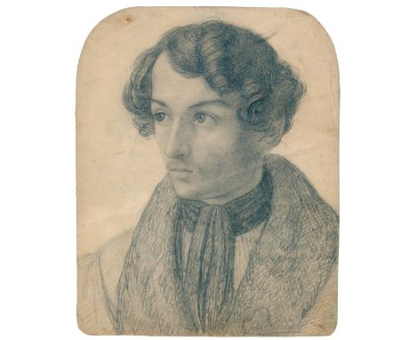 Mendelssohn-Bartholdy, Felix.: Brustbild des Komponisten im Dreiviertelprofil. Anonyme Bleistiftzeichnung, Ende 19., Anfang 2